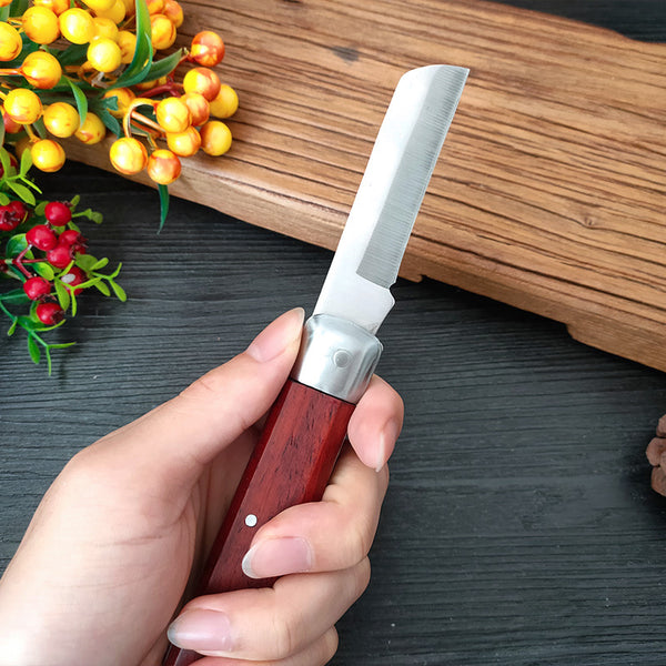 Stainless Steel Wooden Handle Pruning Grafting Garden Fruit Tree Cutting Tool Outdoor Foldable And Portable Fruit Knife